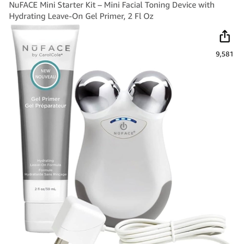 NuFACE Mini Facial Toning Device with 2 Hydrating Leave-On Gel Primer, 2 Fl Oz